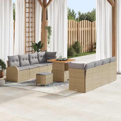 Set de canapele pentru grădină 11 pcs Beige și gri deschis GartenMobel Dekor