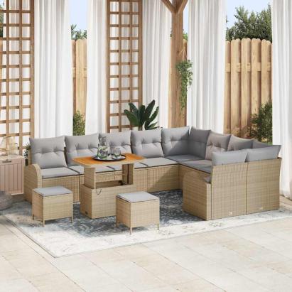 Set de canapele pentru grădină 12 pcs Beige și gri deschis GartenMobel Dekor