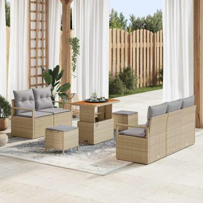 Set de canapele pentru grădină 8 pcs Beige și gri deschis GartenMobel Dekor