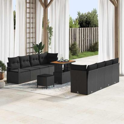 Set de canapele pentru grădină cu pernă Negru 90 x 55 x 71 cm GartenMobel Dekor