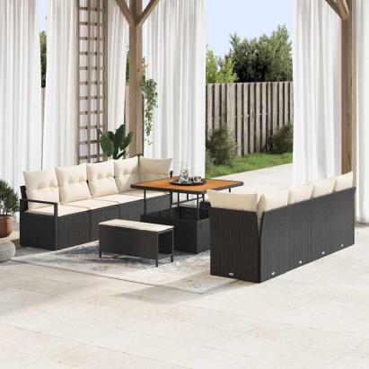 Set de canapele pentru grădină Negru și Crem 100 x 100 x 71 cm GartenMobel Dekor