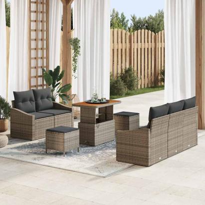 Set de canapele pentru grădină cu pernă cu depozitare 8 pcs Gri GartenMobel Dekor