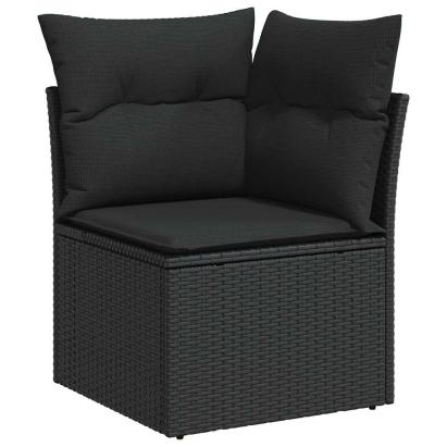 Set de canapele pentru grădină cu pernă 9 pcs Negru Rattan poli GartenMobel Dekor