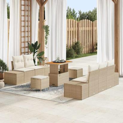 Set de canapele pentru grădină cu pernă 8 pcs Bej Rattan poli GartenMobel Dekor