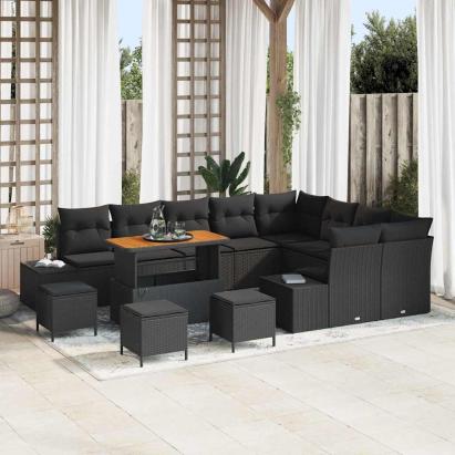 Set de canapele pentru grădină 13 pcs Negru Rattan poli GartenMobel Dekor