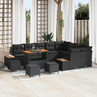 Set de canapele pentru grădină 13 pcs Negru Rattan poli GartenMobel Dekor
