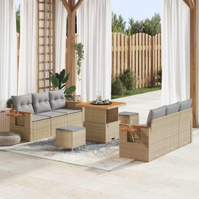 Set de canapele pentru grădină 11 pcs Beige și gri deschis GartenMobel Dekor