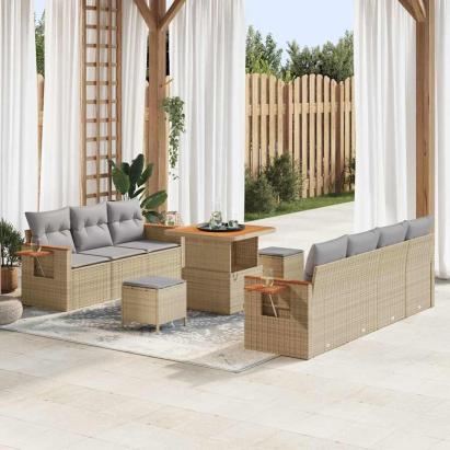 Set de canapele pentru grădină 13 pcs Beige și gri deschis GartenMobel Dekor