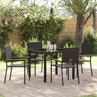 Set de masă pentru grădină 5 pcs Negru poliratan GartenMobel Dekor