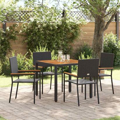 Set de masă pentru grădină 5 pcs Negru poliratan GartenMobel Dekor