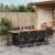 Set de masă pentru grădină 11 pcs Negru poliratan GartenMobel Dekor
