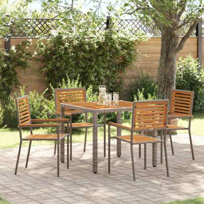 Set de masă pentru grădină 5 pcs Gri și Brown poliratan GartenMobel Dekor