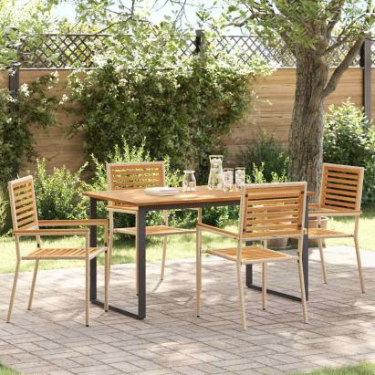 Set de masă pentru grădină 5 pcs Bej Lemn Solid de Acacia GartenMobel Dekor