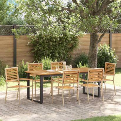 Set de masă pentru grădină 7 pcs Bej Lemn Solid de Acacia GartenMobel Dekor