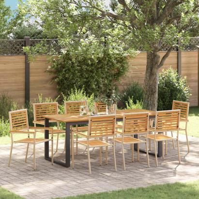 Set de masă pentru grădină 9 pcs Bej Lemn Solid de Acacia GartenMobel Dekor