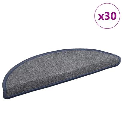 Covorașe pentru scări, 30 buc., 56x17x3 cm, gri deschis și albastru, semirotunde GartenMobel Dekor