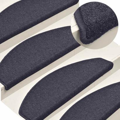 Covorașe pentru scări, 30 buc., 65x24x4 cm, gri închis și albastru, semirotunde, mari GartenMobel Dekor