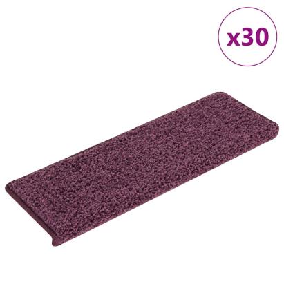 Covorașe pentru scări, 30 buc., 65x21x4 cm, violet închis, cu margini dreptunghiulare GartenMobel Dekor