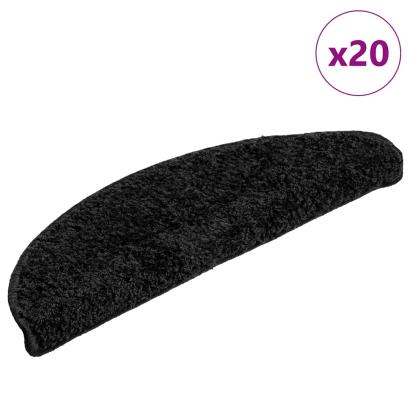Covorașe pentru scări, 20 buc., 56x17x3 cm, negre, semirotunde GartenMobel Dekor