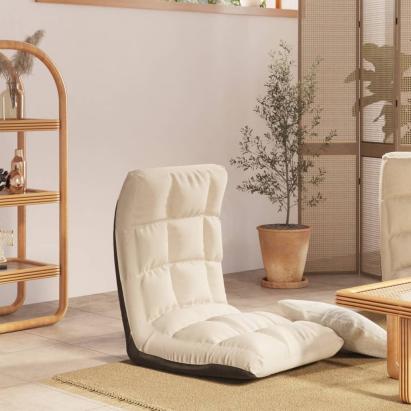 Scaun de podea pliabil, crem, material textil GartenMobel Dekor