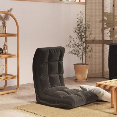 Scaun de podea pliabil, negru, material textil GartenMobel Dekor