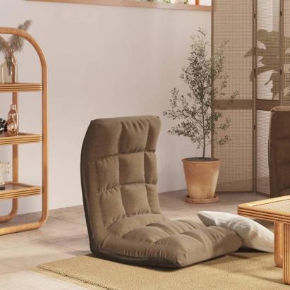 Scaun de podea pliabil, gri taupe, material textil GartenMobel Dekor