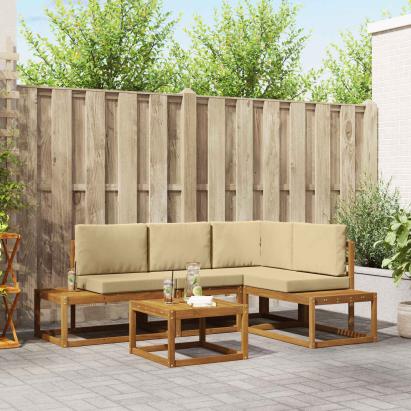 Set de canapele de exterior cu pernă 5 Bucată Natural și Bej GartenMobel Dekor