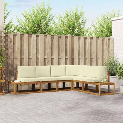 Set de canapele de exterior cu pernă 6 Bucată Natural și Crem GartenMobel Dekor