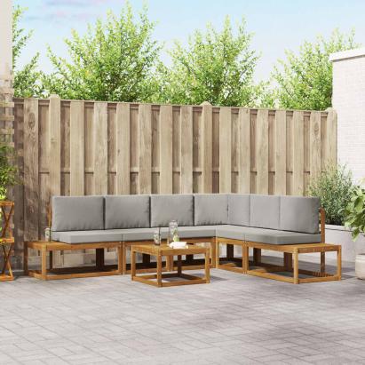 Set de canapele de exterior 7 Bucată Gri natural și deschis GartenMobel Dekor