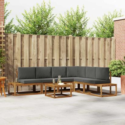 Set de canapele de exterior 7 Bucată Natural și Antracit GartenMobel Dekor