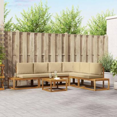 Set de canapele de exterior cu pernă 7 Bucată Natural și Bej GartenMobel Dekor