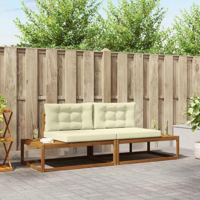 Set de canapele de exterior cu pernă 2 Bucată Natural și Crem GartenMobel Dekor