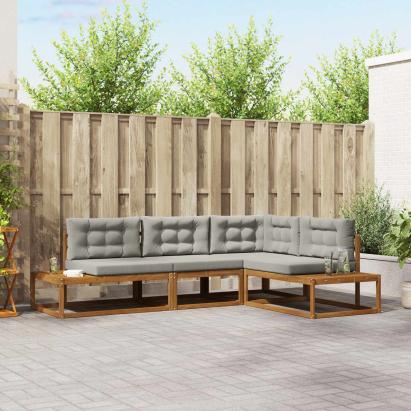 Set de canapele de exterior 4 Bucată Gri natural și deschis GartenMobel Dekor