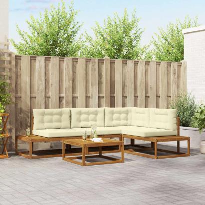 Set de canapele de exterior 5 Bucată Natural și Crem GartenMobel Dekor