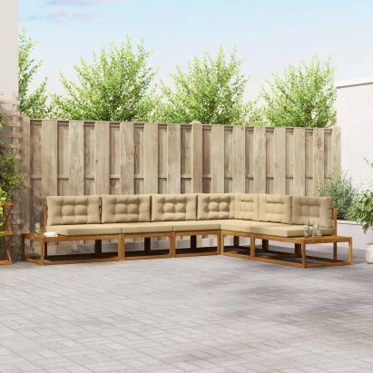 Set de canapele de exterior 6 Bucată Natural și Bej GartenMobel Dekor
