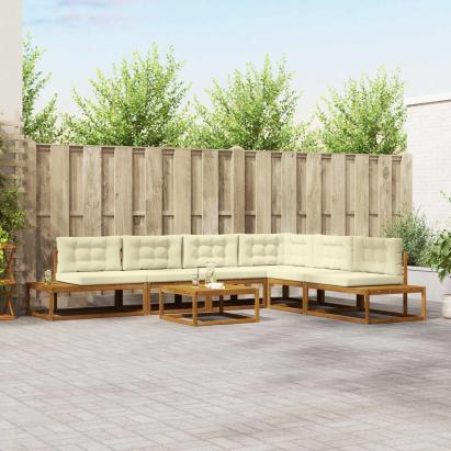 Set de canapele de exterior 7 Bucată Natural și Crem GartenMobel Dekor