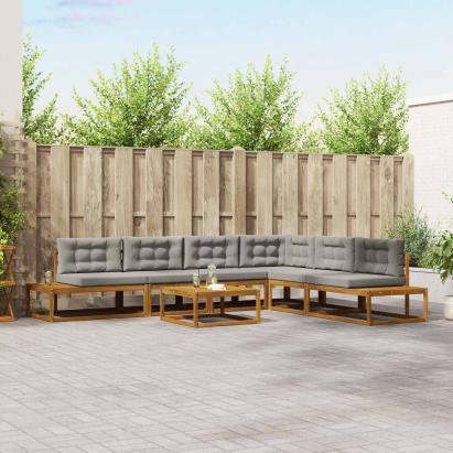 Set de canapele de exterior 7 Bucată Gri natural și deschis GartenMobel Dekor