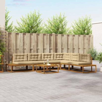 Set de canapele de exterior 7 Bucată Natural și Bej GartenMobel Dekor