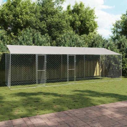 Cușcă pentru câini cu acoperiș Argintiu 800 x 200 x 256 cm GartenMobel Dekor