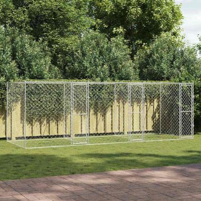 Cușcă pentru câine Argintiu 600 x 200 x 200 cm Oțel Galvanizat GartenMobel Dekor