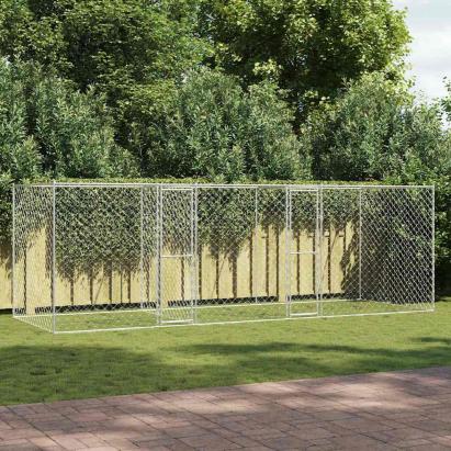 Cușcă pentru câine Argintiu 600 x 200 x 200 cm Oțel Galvanizat GartenMobel Dekor