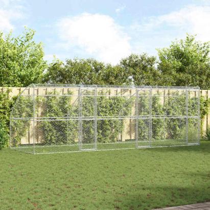 Cușcă pentru câini 3 pcs Argintiu 6 x 2 x 2 m Oțel galvanizat GartenMobel Dekor