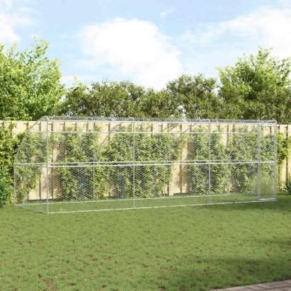 Cușcă pentru câini 3 pcs Argintiu 6 x 2 x 2 m Oțel galvanizat GartenMobel Dekor