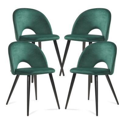 Esszimmerstuhl Karijoki 4er Set Samt Dunkelgrün/Schwarz [en.casa]