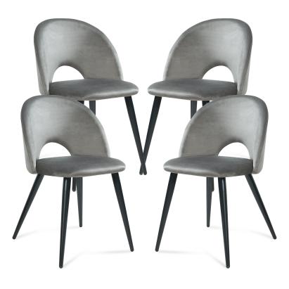 Esszimmerstuhl Karijoki 4er Set Samt Grau/Schwarz [en.casa]