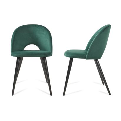 Esszimmerstuhl Karijoki 2er Set Samt Dunkelgrün/Schwarz [en.casa]