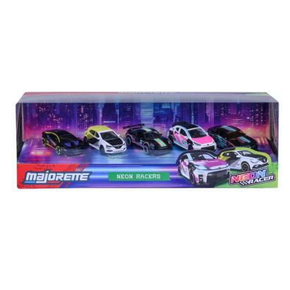 Set 5 mașinuțe metalice Majorette Neon Racers, 7,5 cm