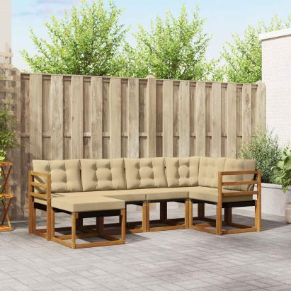 Set de canapele de exterior cu pernă 6 pcs Natural și Bej GartenMobel Dekor