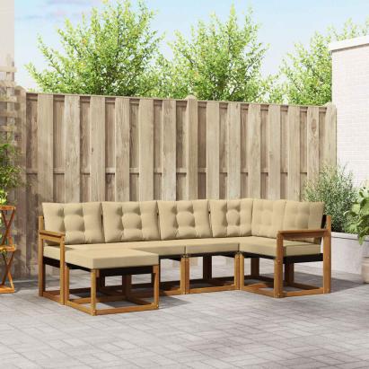 Set de canapele de exterior cu pernă 6 pcs Natural și Bej GartenMobel Dekor