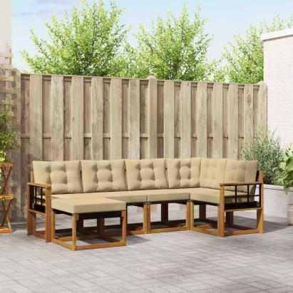 Set de canapele de exterior cu pernă 6 pcs Natural și Bej GartenMobel Dekor